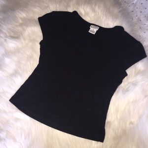Black Scoop Neck Crop Top